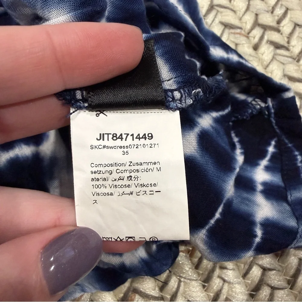SHEIN Blue Tie Dye Mini Loose Fitting Dress